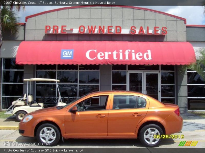 Sunburst Orange Metallic / Neutral Beige 2007 Chevrolet Cobalt LT Sedan