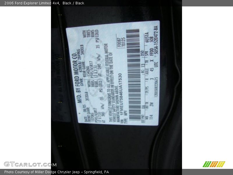 Black / Black 2006 Ford Explorer Limited 4x4