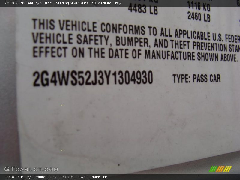 Sterling Silver Metallic / Medium Gray 2000 Buick Century Custom