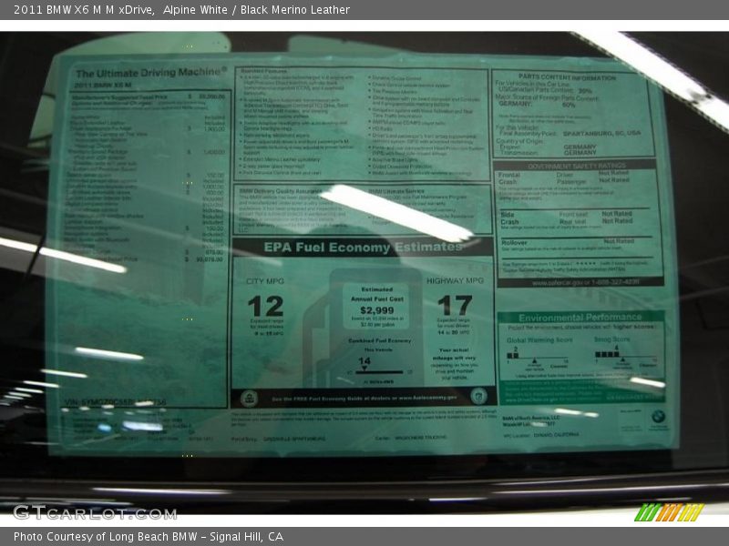 Alpine White / Black Merino Leather 2011 BMW X6 M M xDrive