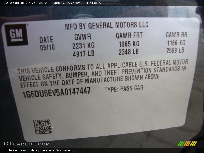 Thunder Gray ChromaFlair / Ebony 2010 Cadillac STS V6 Luxury