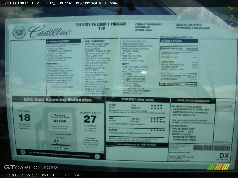 Thunder Gray ChromaFlair / Ebony 2010 Cadillac STS V6 Luxury