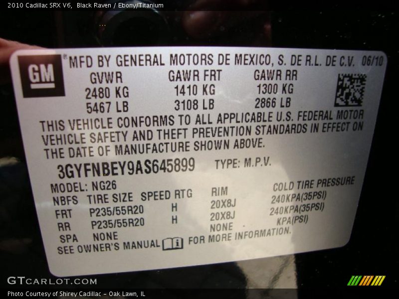 Black Raven / Ebony/Titanium 2010 Cadillac SRX V6