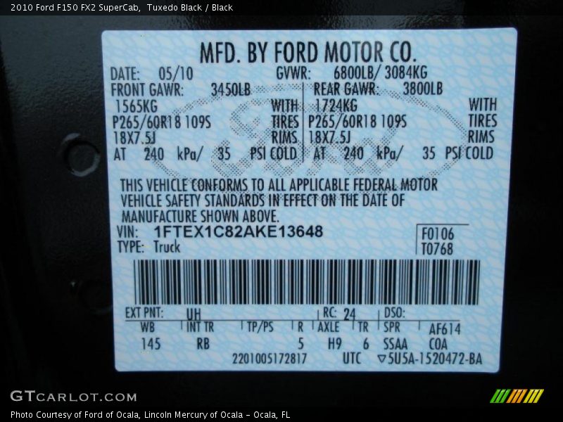 Tuxedo Black / Black 2010 Ford F150 FX2 SuperCab