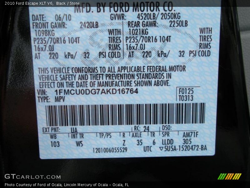 Black / Stone 2010 Ford Escape XLT V6