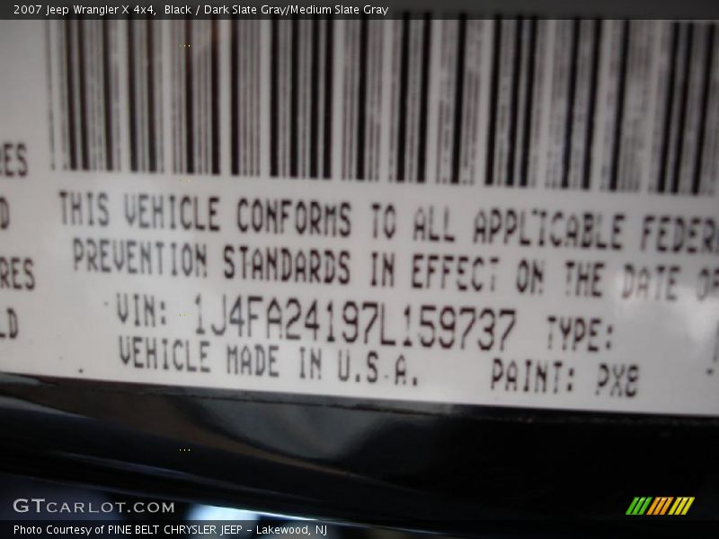 Black / Dark Slate Gray/Medium Slate Gray 2007 Jeep Wrangler X 4x4