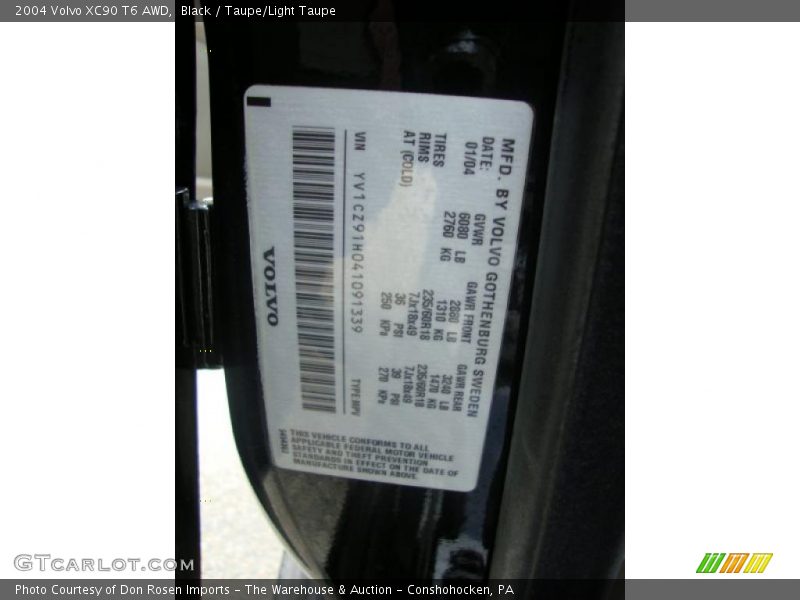 Black / Taupe/Light Taupe 2004 Volvo XC90 T6 AWD