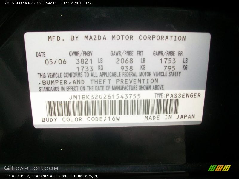 Black Mica / Black 2006 Mazda MAZDA3 i Sedan