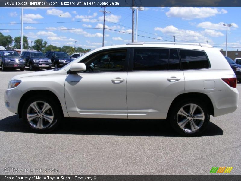 Blizzard White Pearl / Sand Beige 2008 Toyota Highlander Sport