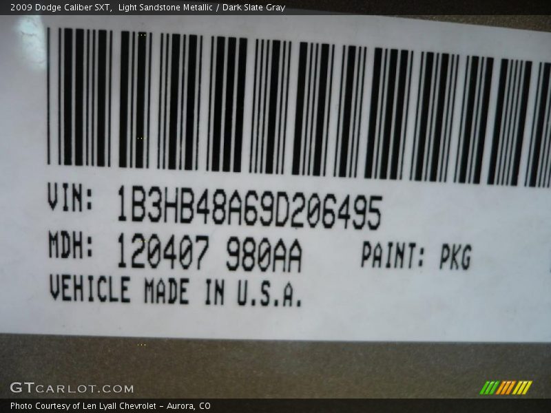 Light Sandstone Metallic / Dark Slate Gray 2009 Dodge Caliber SXT