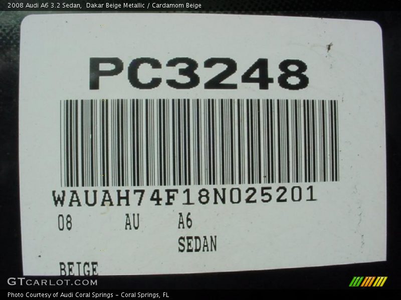 Dakar Beige Metallic / Cardamom Beige 2008 Audi A6 3.2 Sedan