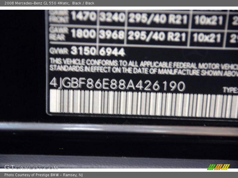 Black / Black 2008 Mercedes-Benz GL 550 4Matic