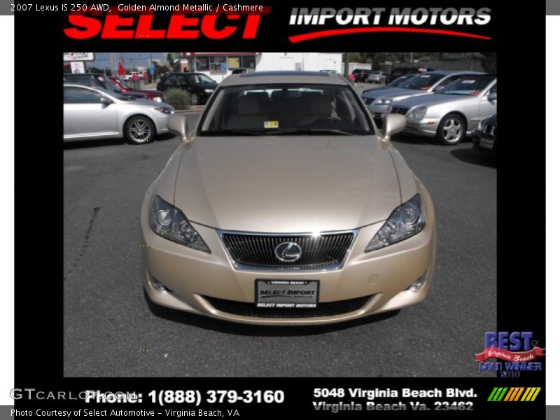 Golden Almond Metallic / Cashmere 2007 Lexus IS 250 AWD