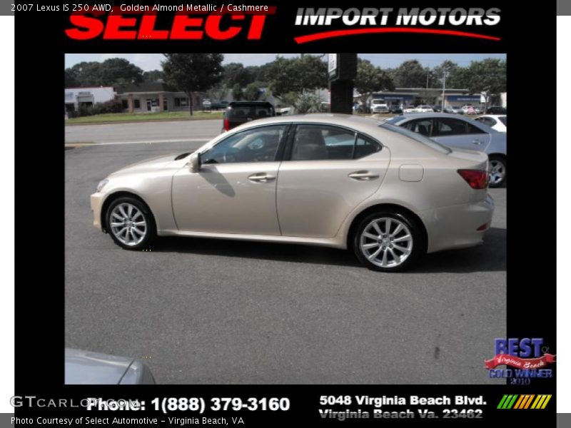 Golden Almond Metallic / Cashmere 2007 Lexus IS 250 AWD