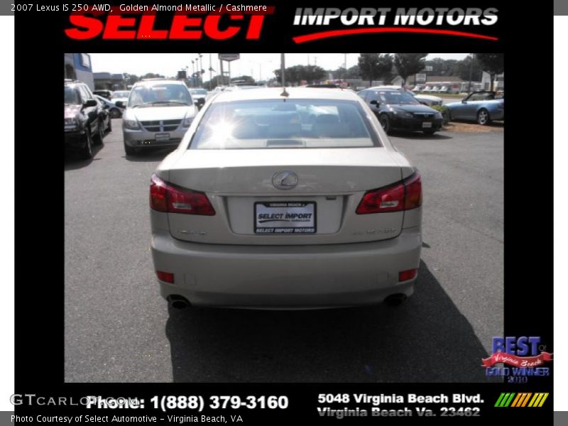 Golden Almond Metallic / Cashmere 2007 Lexus IS 250 AWD