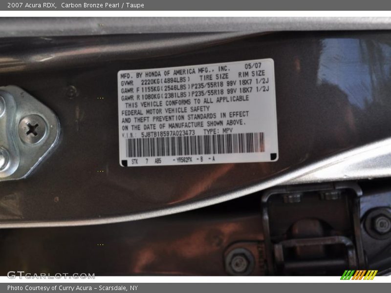 Carbon Bronze Pearl / Taupe 2007 Acura RDX