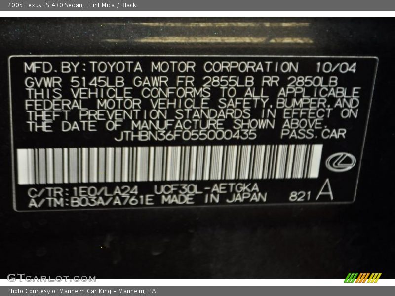 Flint Mica / Black 2005 Lexus LS 430 Sedan