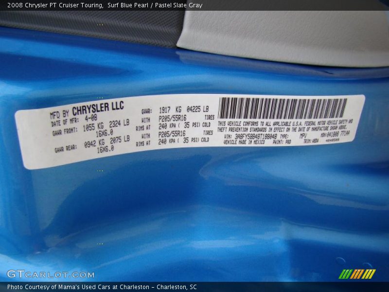 Surf Blue Pearl / Pastel Slate Gray 2008 Chrysler PT Cruiser Touring