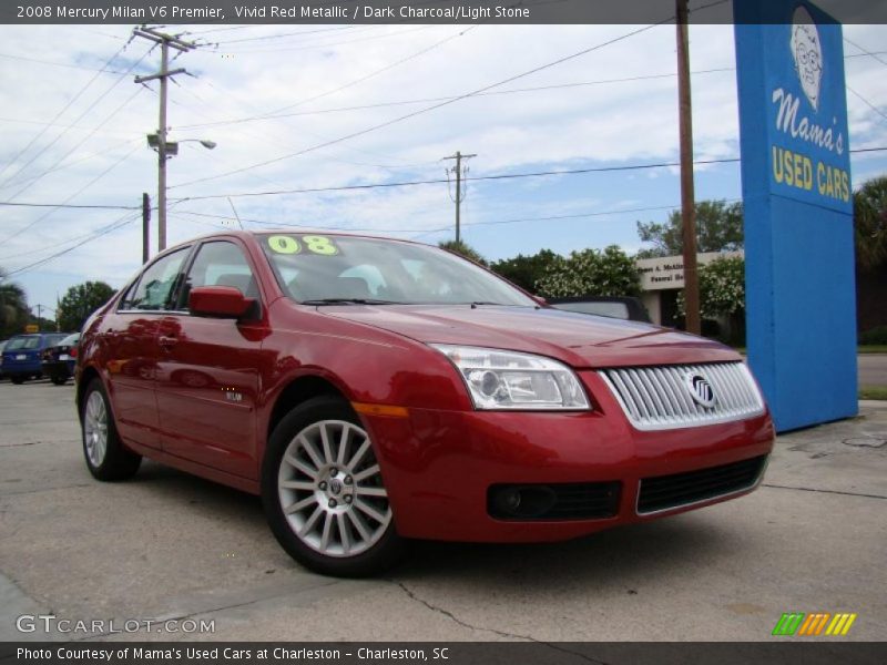 Vivid Red Metallic / Dark Charcoal/Light Stone 2008 Mercury Milan V6 Premier