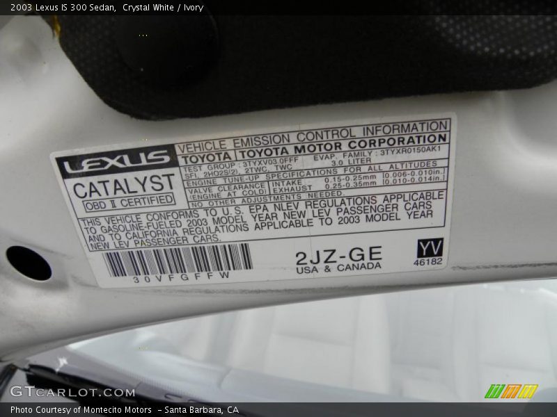 Crystal White / Ivory 2003 Lexus IS 300 Sedan