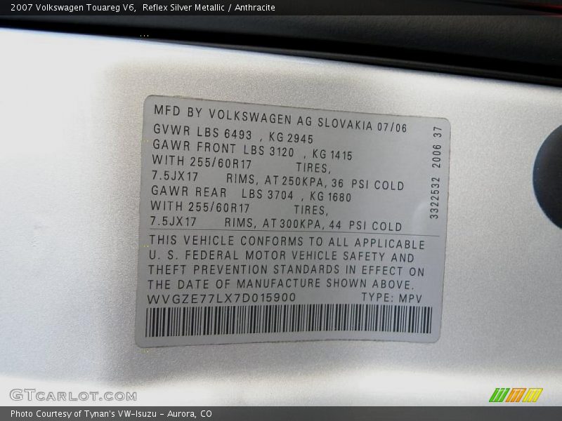 Reflex Silver Metallic / Anthracite 2007 Volkswagen Touareg V6