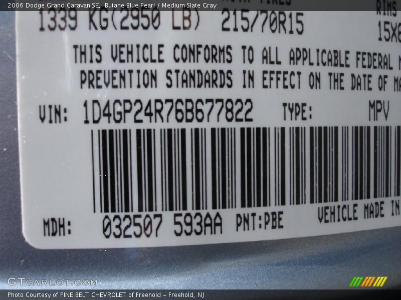 Butane Blue Pearl / Medium Slate Gray 2006 Dodge Grand Caravan SE