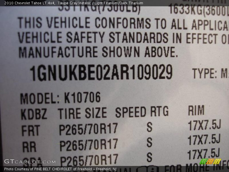 Taupe Gray Metallic / Light Titanium/Dark Titanium 2010 Chevrolet Tahoe LT 4x4