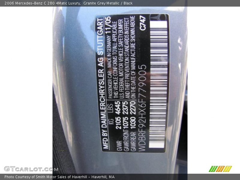 Granite Grey Metallic / Black 2006 Mercedes-Benz C 280 4Matic Luxury