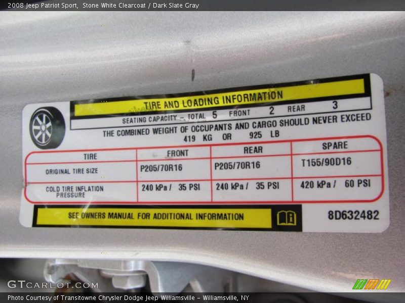 Stone White Clearcoat / Dark Slate Gray 2008 Jeep Patriot Sport
