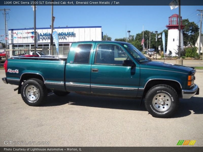 Emerald Green Metallic / Tan 1996 GMC Sierra 1500 SLT Extended Cab 4x4