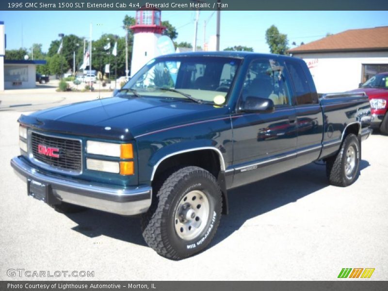 Emerald Green Metallic / Tan 1996 GMC Sierra 1500 SLT Extended Cab 4x4