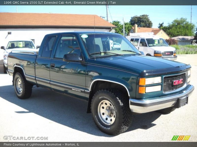 Emerald Green Metallic / Tan 1996 GMC Sierra 1500 SLT Extended Cab 4x4