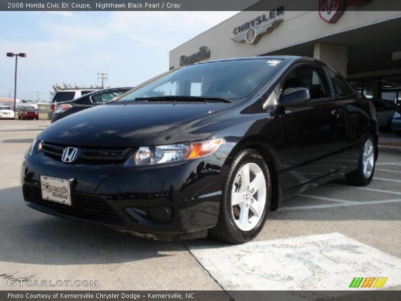 Nighthawk Black Pearl / Gray 2008 Honda Civic EX Coupe