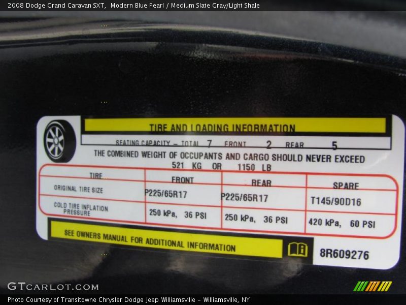 Modern Blue Pearl / Medium Slate Gray/Light Shale 2008 Dodge Grand Caravan SXT