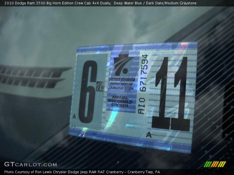 Deep Water Blue / Dark Slate/Medium Graystone 2010 Dodge Ram 3500 Big Horn Edition Crew Cab 4x4 Dually