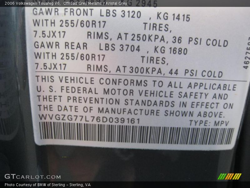 Offroad Grey Metallic / Kristal Grey 2006 Volkswagen Touareg V6