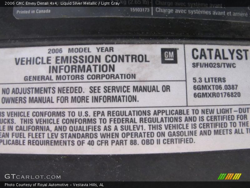 Liquid Silver Metallic / Light Gray 2006 GMC Envoy Denali 4x4