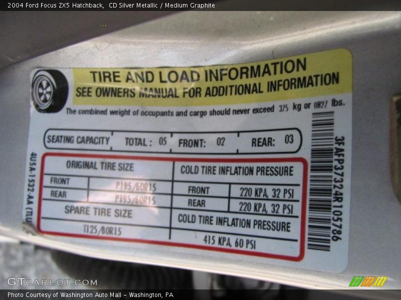 CD Silver Metallic / Medium Graphite 2004 Ford Focus ZX5 Hatchback