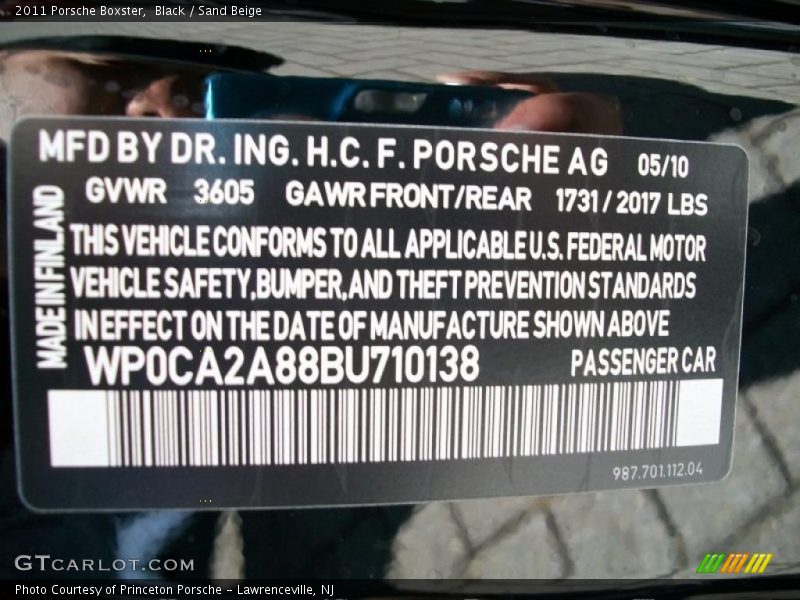 Black / Sand Beige 2011 Porsche Boxster