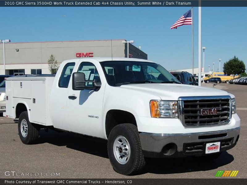 Summit White / Dark Titanium 2010 GMC Sierra 3500HD Work Truck Extended Cab 4x4 Chassis Utility