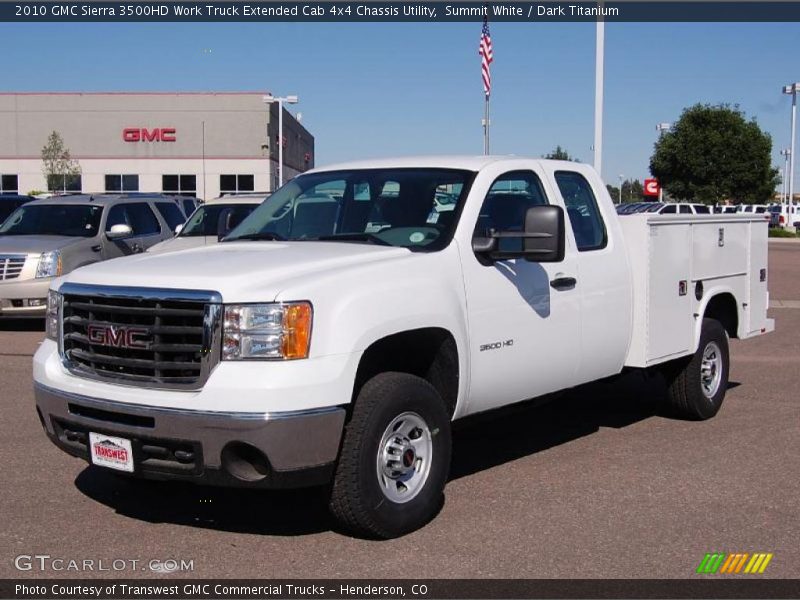 Summit White / Dark Titanium 2010 GMC Sierra 3500HD Work Truck Extended Cab 4x4 Chassis Utility