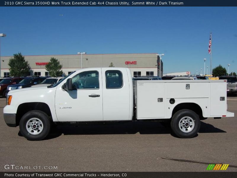 Summit White / Dark Titanium 2010 GMC Sierra 3500HD Work Truck Extended Cab 4x4 Chassis Utility
