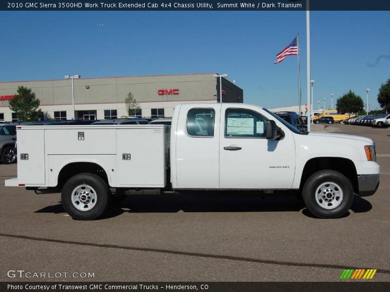 Summit White / Dark Titanium 2010 GMC Sierra 3500HD Work Truck Extended Cab 4x4 Chassis Utility