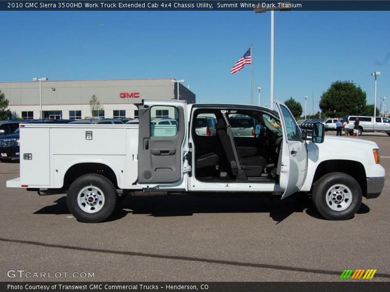 Summit White / Dark Titanium 2010 GMC Sierra 3500HD Work Truck Extended Cab 4x4 Chassis Utility