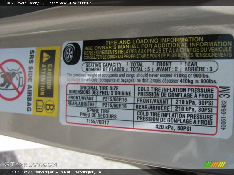 Desert Sand Mica / Bisque 2007 Toyota Camry LE