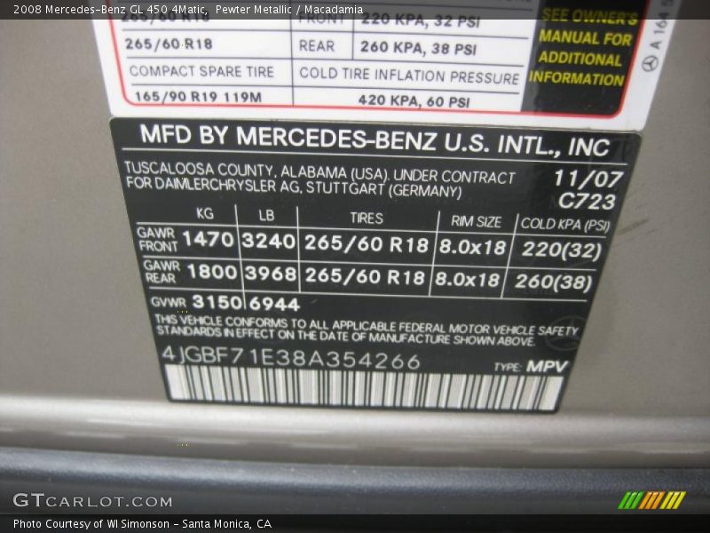 Pewter Metallic / Macadamia 2008 Mercedes-Benz GL 450 4Matic