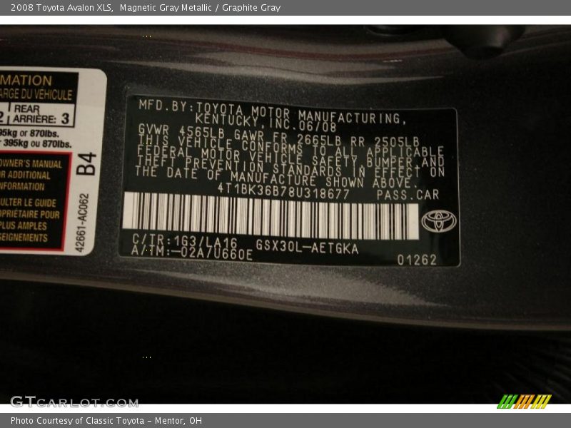Magnetic Gray Metallic / Graphite Gray 2008 Toyota Avalon XLS