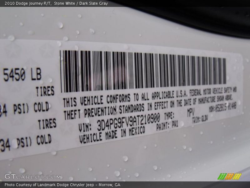 Stone White / Dark Slate Gray 2010 Dodge Journey R/T