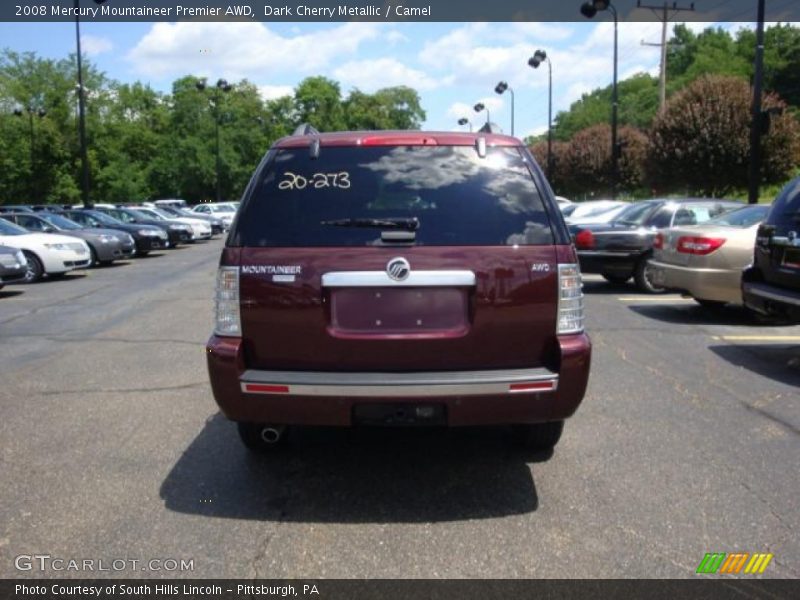 Dark Cherry Metallic / Camel 2008 Mercury Mountaineer Premier AWD