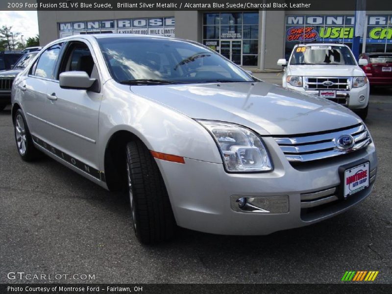 Brilliant Silver Metallic / Alcantara Blue Suede/Charcoal Black Leather 2009 Ford Fusion SEL V6 Blue Suede